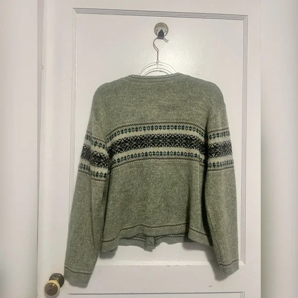 Route 66 Green Cardigan Sweater with Nordic Pattern Trending Size M TRENDING - Picture 3 of 3